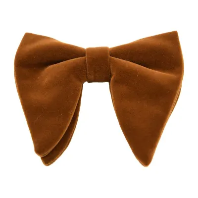 Men's Fashion Vintage Style Solid Color Double Layer Velvet Bow Tie