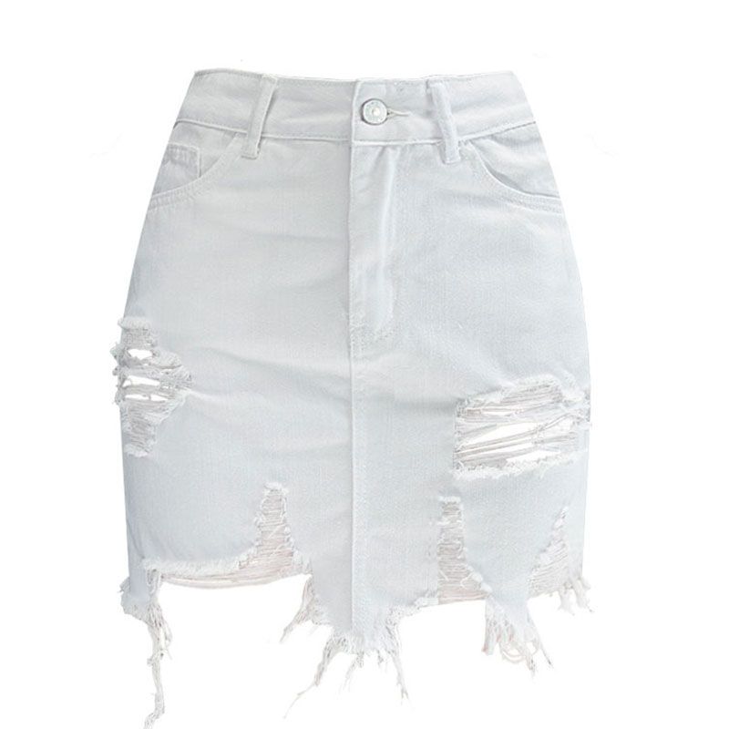 Deals white ripped jean skirt