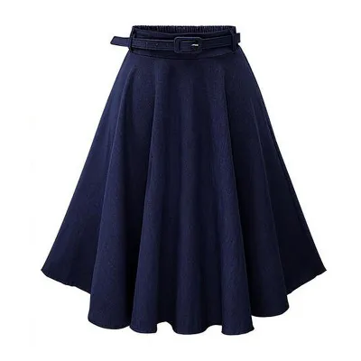 Women Casual High-waisted Medium-length Denim Skirt