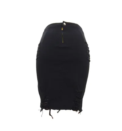 Women's High-waisted Tight Ripped Denim Skirt