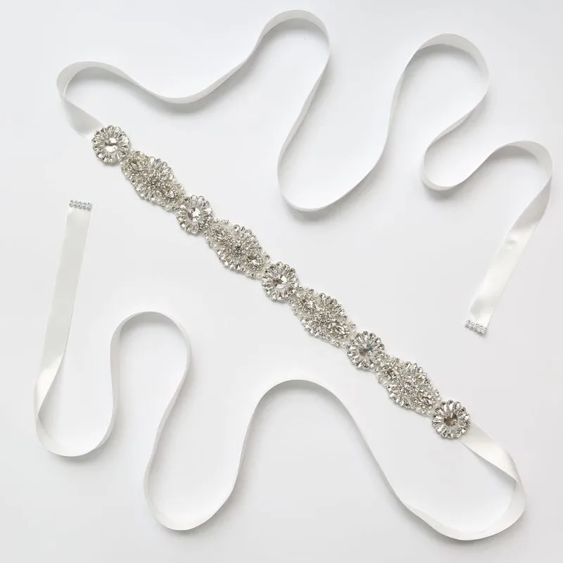 Wholesale Women Romantic Rhinestone Handmade Ribbon Belt Elegant Party Wedding