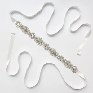 Wholesale Women Romantic Rhinestone Handmade Ribbon Belt Elegant Party Wedding