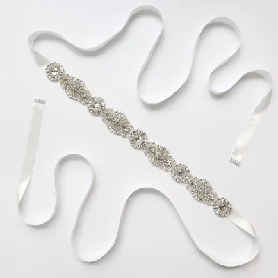 Wholesale Women Romantic Rhinestone Handmade Ribbon Belt Elegant Party Wedding