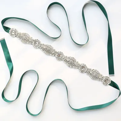 Wholesale Women Romantic Rhinestone Handmade Ribbon Belt Elegant Party Wedding