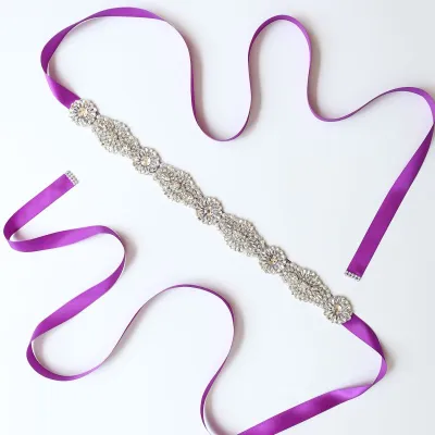 Wholesale Women Romantic Rhinestone Handmade Ribbon Belt Elegant Party Wedding