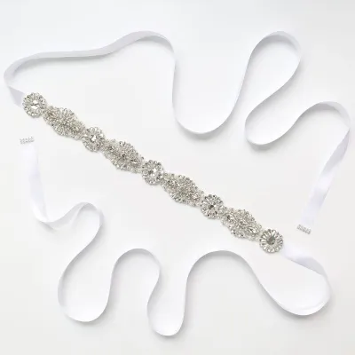 Wholesale Women Romantic Rhinestone Handmade Ribbon Belt Elegant Party Wedding