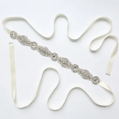 Wholesale Women Romantic Rhinestone Handmade Ribbon Belt Elegant Party Wedding