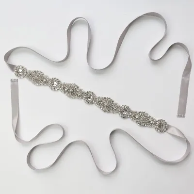 Wholesale Women Romantic Rhinestone Handmade Ribbon Belt Elegant Party Wedding