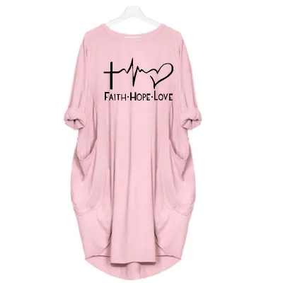 S-5XL Plus Size Women Fashion Letter Print Long Sleeve Loose Street Dress