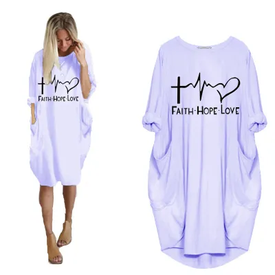 S-5XL Plus Size Women Fashion Letter Print Long Sleeve Loose Street Dress