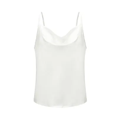 Women Solid Color Loose Fit Adjustable Spaghetti Strap Chiffon Camisole Tank Top