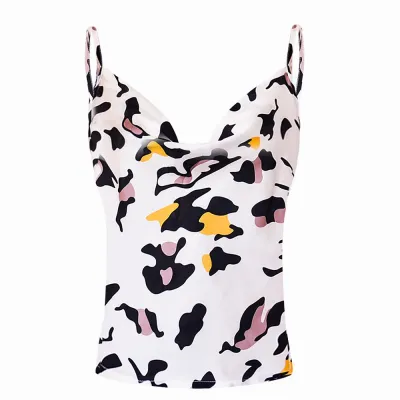 Women Solid Color Loose Fit Adjustable Spaghetti Strap Chiffon Camisole Tank Top