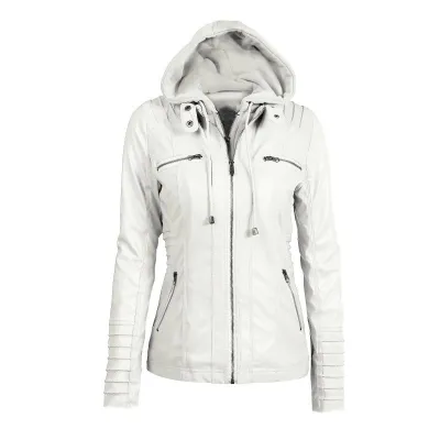 Women Punk Style Casual Long Sleeve Zipper PU Leather Jacket