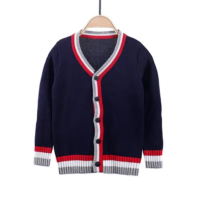 Boys Simple Preppy Single-breasted Knit Cotton Coat 100% Cotton