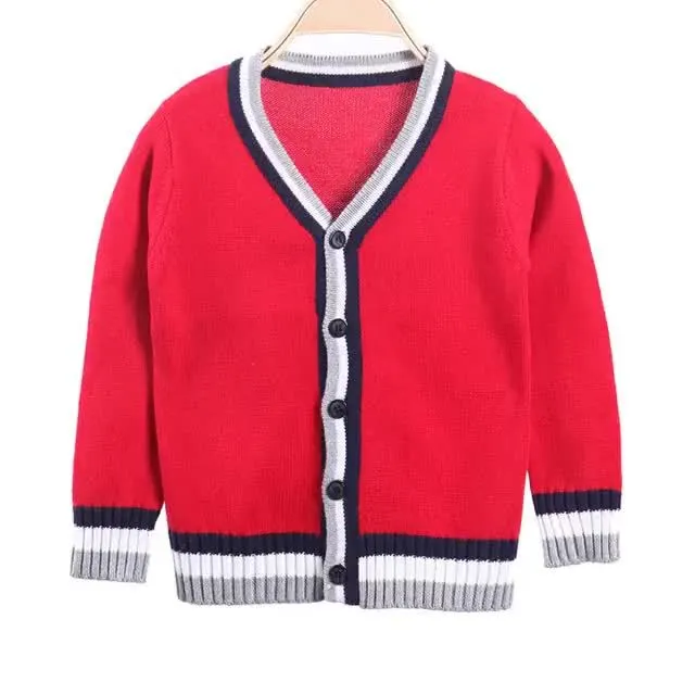 Boys Simple Preppy Single-breasted Knit Cotton Coat 100% Cotton
