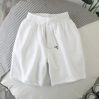 Men Casual Solid Color Drawstring Waist Beach Sports Summer Shorts