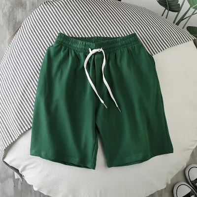 Men Casual Solid Color Drawstring Waist Beach Sports Summer Shorts