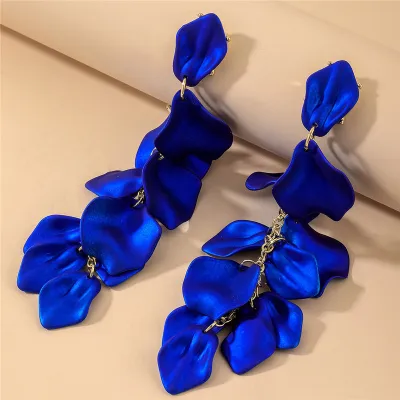 Temperament Creative Rose Petal Pendant Alloy Drop Earrings for Women