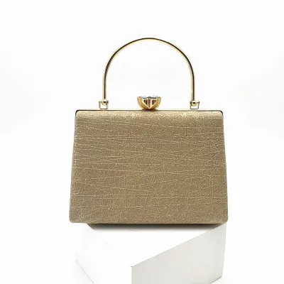 Women Chic Rhinestone Inlay Square Clutch Evening Handle Bag