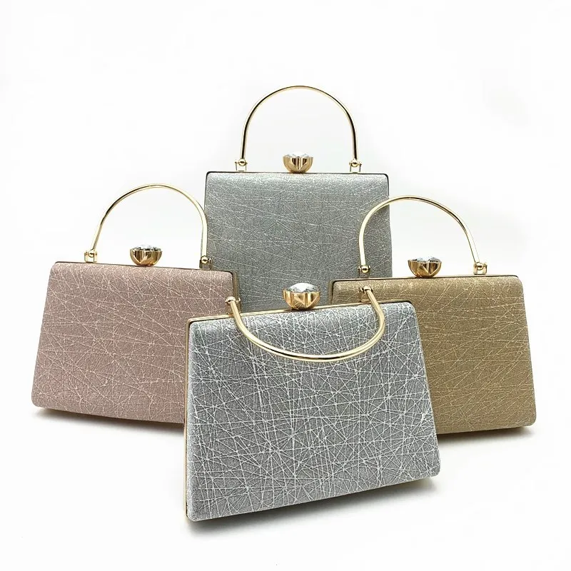 Women Chic Rhinestone Inlay Square Clutch Evening Handle Bag