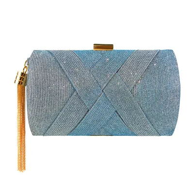 Women Chic Tassel Sequin Patchwork Clutch Square Crossbody Evening Bag