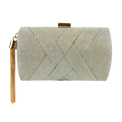Women Chic Tassel Sequin Patchwork Clutch Square Crossbody Evening Bag