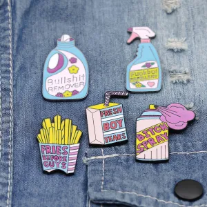 Cute Cartoon Geometric Shape Design Color Alloy Brooch Unisex