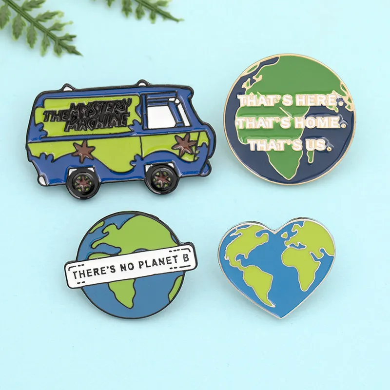 Creative Environmental Protection Series Cartoon Shape Design Slogan Pattern Alloy Brooch