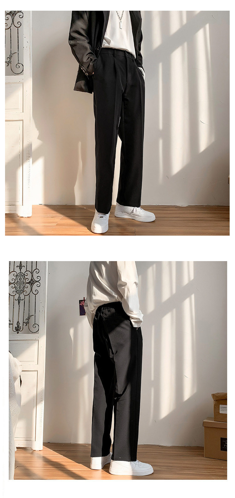 Wholesale Men Fashion Solid Color Thicken Straight Wide Leg