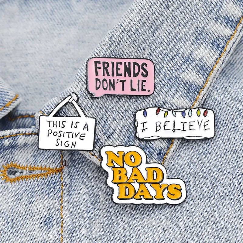 Creative Unique Letter Pattern Slogan Design Alloy Brooch Unisex Cartoon