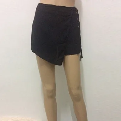S-XL Women Fashion Solid Color Irregular Lace-up Shorts