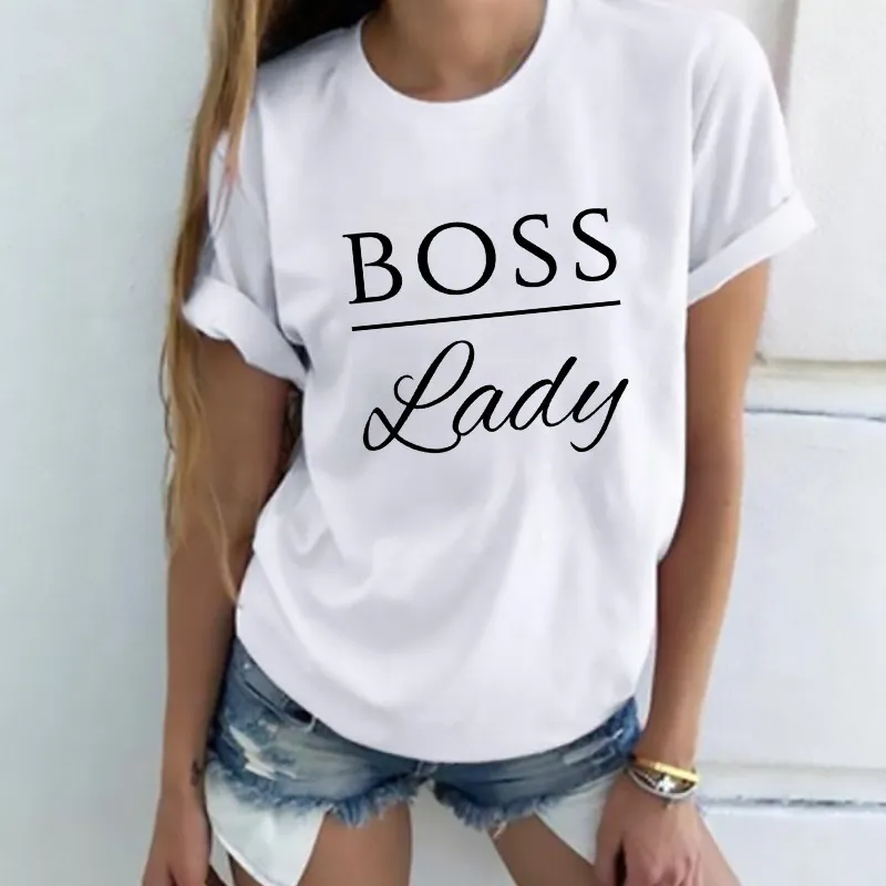 Women Letter Print Round Neck Short Sleeve Tee