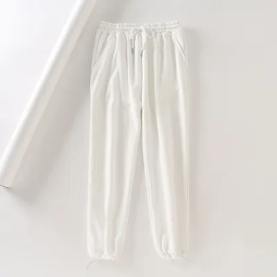 S-L Women Fashion Solid Color Elastic Waist Casual Harem Jogger Pants