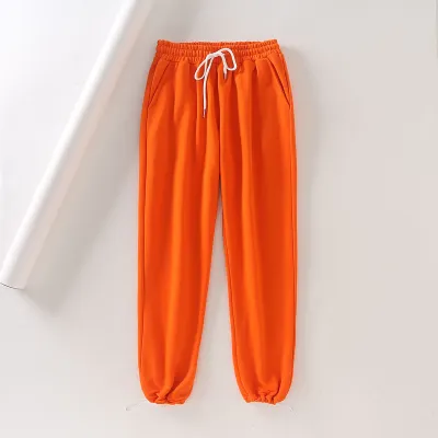 S-L Women Fashion Solid Color Elastic Waist Casual Harem Jogger Pants