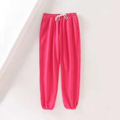 S-L Women Fashion Solid Color Elastic Waist Casual Harem Jogger Pants