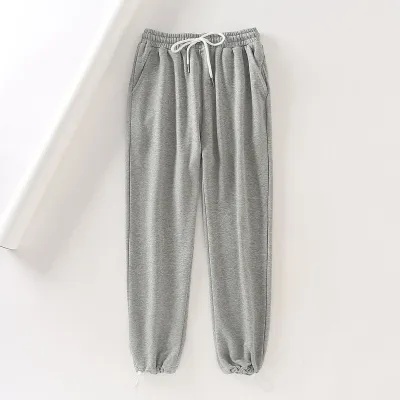 S-L Women Fashion Solid Color Elastic Waist Casual Harem Jogger Pants