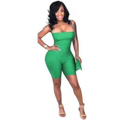 S-3XL Women Sexy Backless Bandage Solid Color Sling Tight Rompers