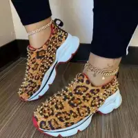 Size:5-11 Women Sexy Metal Chain Buckle Ankle Strap Animal Printed High Heels
