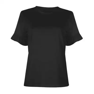 S-Xxl Women Solid Color Round Neck Short-Sleeve Ruffle T-Shirt Street Hipster Style