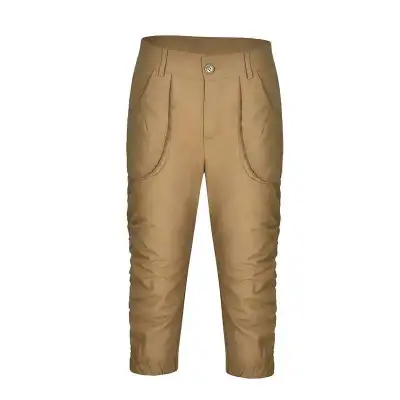 S-3XL Women Fashion Crease Solid Color High-waisted Cropped Trousers