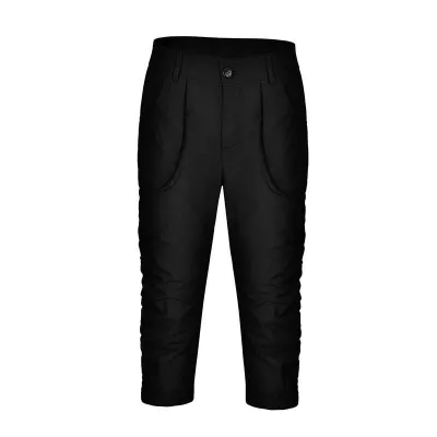 S-3XL Women Fashion Crease Solid Color High-waisted Cropped Trousers