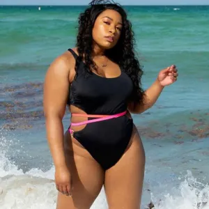XL-4XL Women Sexy Backless Bandage Plus Size One-Piece Swimwear