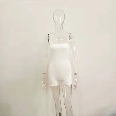 S-L Women Sexy Solid Color Strapless Tight Rompers