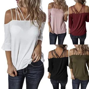 S-5XL Cool Shoulder Flare Sleeve Loose Blouse Street Style