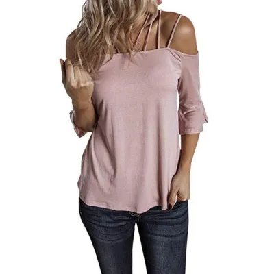 S-5XL Cool Shoulder Flare Sleeve Loose Blouse Street Style