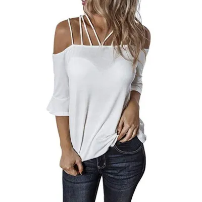 S-5XL Cool Shoulder Flare Sleeve Loose Blouse Street Style