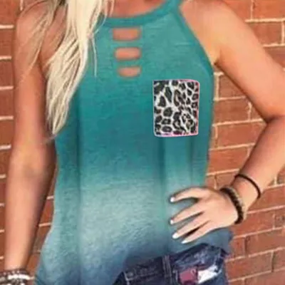 S-3XL Fashion Round Collar Sleeveless Tie-dye Loose Tank Tops
