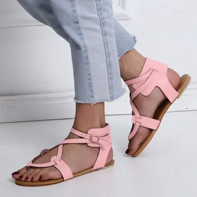 Size:4.5-11 Women Fashion Solid Color Hollow Flat Sandals