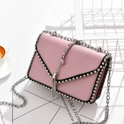 Women's Fashion Metal Chain Rivet Crossbody Bag