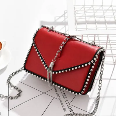 Women's Fashion Metal Chain Rivet Crossbody Bag